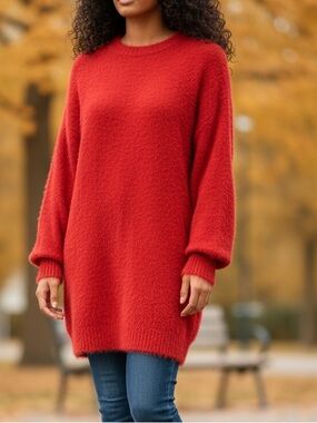Eloquii Bold Red Fuzzy Sweater Dress